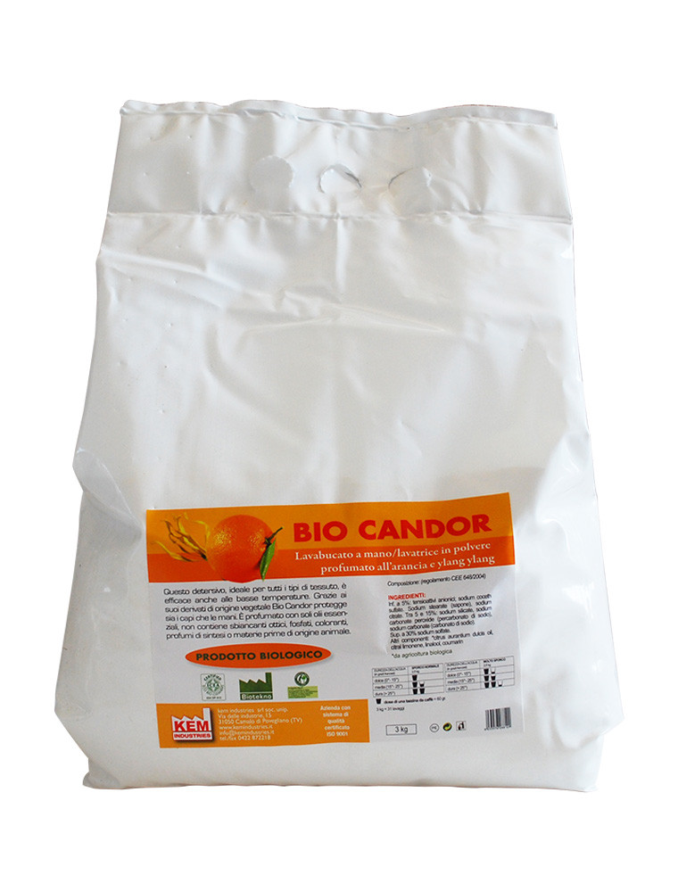 Bio Candor lavabucato in polvere arancia e ylang ylang