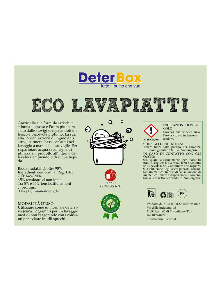 Eco Lavapiatti a mano limone sfuso